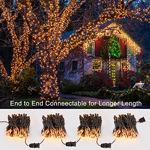 ODEETRONIC Christmas Lights, 69.6ft 300 Count Incandescent Clear String Lights Connectable, Indoor & Outdoor Christmas Tree Lights, 120V UL Certified for Xmas Party Decor, Warm White - color: Warm White-Brown Wire, size: 300 Count