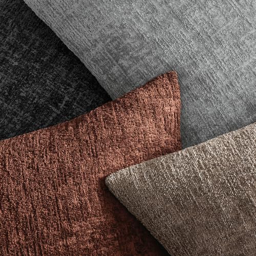 MIULEE Decorative Throw Pillow Covers 18x18 Pack of 2 Medium Grey Couch Pillow Covers Soft Cozy Textured Chenille Pillowcases for Home Decor Sofa Living Room Cushion Bedroom - color: Medium Grey, size: 18" x 18" (Pack of 2)
