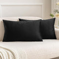 MIULEE Velvet Throw Pillow Covers 12x20 Inch, Pack of 2 - Black, Soft Solid Lumbar Decorative Pillow Covers Modern Luxury Home Decor for Chair Couch Sofa Bedroom Livingroom