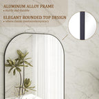 Koonmi Full Length Mirror, 56"x21" Mirror Full Length with Stand, Black Top Square-Edged Floor Mirror with Aluminum Alloy Frame for Bedroom Living Room