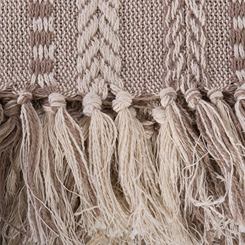 DII Braided Striped Decorative Throw Blanket, 50x60, Stone - color: Stone