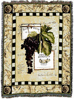 Pure Country Weavers Grapes and Labels IV Blanket - Garden Floral Gift Tapestry Throw Woven from Cotton - Made in the USA (72x54) - color: Grapes Labels IV