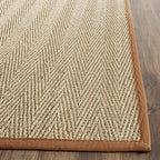 SAFAVIEH Area Rug 2x3 - Natural Fiber Collection - Natural & Brown, Seagrass, Herringbone Pattern with Border (NF115B) - color: Natural/Brown, size: 2' x 3' (Rectangular)