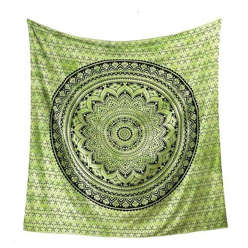 Popular Handicrafts Queen Mandala Hippie Tie dye Psychedelic Ombre Tapestry Wall Hanging - Indian Maditation Gypsy Bohemian Hippy Dorm Room Decor Green 81x88 Inch - color: Green, size: 88L" x 81W"