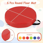 Costzon 6-Piece 14 inch Kids Floor Cushion, 2.5" Thick Waterproof Daycare Preschool Round Foam Cushion with Handle for Toddlers, Soft Flexible Seating for Classroom, Home, Kindergarten or Nursery