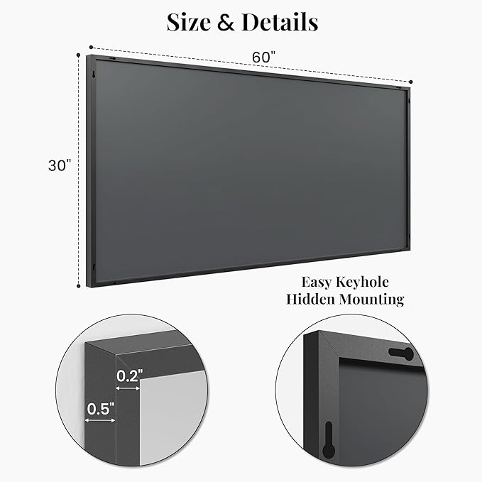 60"x30" Black Bathroom Mirror for Double Vanity, Matte Black Metal Framed Wall Mirror, Oversized Horizontal/Vertical Rectangular Mirror Over Sink, Modern Farmhouse Decor