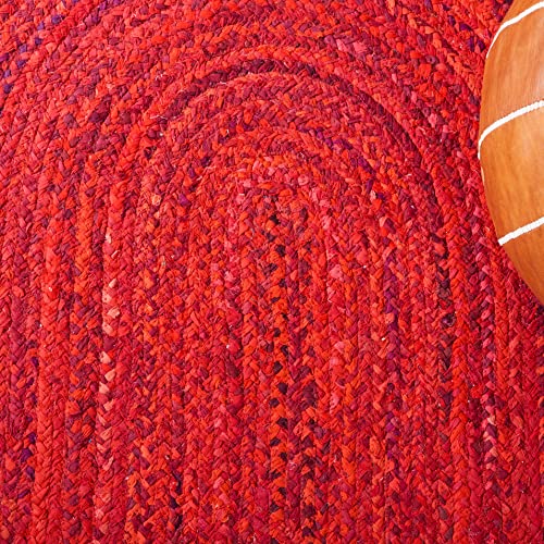SAFAVIEH Braided Collection Area Rug - 3' x 5' Oval, Red, Handmade Country Farmhouse Reversible Cotton, Ideal for High Traffic Areas in Living Room, Bedroom (BRD452Q) - color: Red, size: 3' x 5' (Oval)