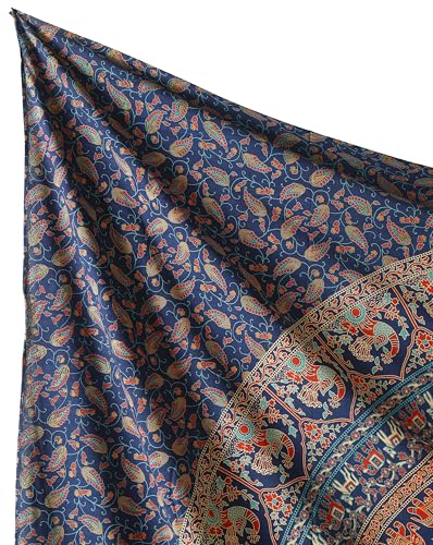 Popular Handicrafts Tapestry Wall Hanging Hippie Mandala Bohemian Hippy Psychedelic Design Indian Magical Thinking Tapestries Bedspread 84x90 Inches,(215x230cm) Navy Blue - size: 90"L x 84"W