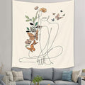 SVBright Abstract Woman Butterfly Fabric Wall Hanging Tapestry 51Wx59H Inch Minimalist Modern Flower Plant Mid Century Terracotta Aesthetic Portrait Beige Home Decor Art for Living Room Bedroom Dorm