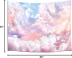 HVEST Pink Cloud Tapestry Blue Sky Abstract Cloud Pink Aesthetic Tapestry for Bedroom Living Room Cute Room Decoration for Women Girls Room Dorm Apartment, 80x60 Inches