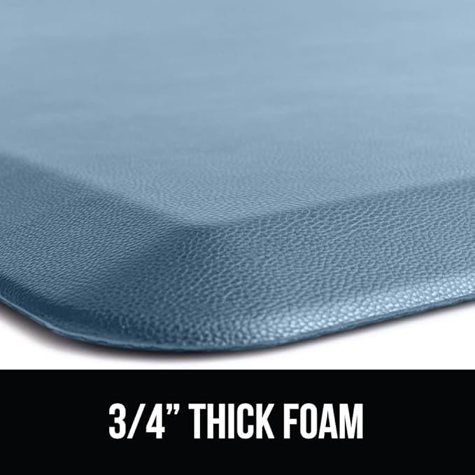 GORILLA GRIP Comfortable Cushioned Kitchen Mats for Floor, Waterproof and Stain Resistant Soft Top, 3/4 Inch Thick Ergonomic Standing Desk Anti Fatigue Mat, Foam Supports Feet, 17x24, Sky Blue