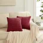 Fancy Homi 4 Packs Burgundy Decorative Throw Pillow Covers 26x26 Inch for Living Room Couch Bed, Holiday Christmas Home Decor Gift, Soft Plush Corduroy Cute Square Accent Cushion Case 66x66 cm