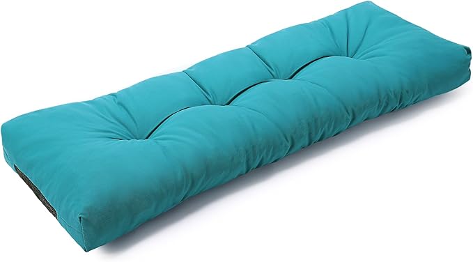 SUNROX LokGrip Non Slip Tufted Memory Foam Bench Cushion, FadeShield Water Resistant Durable Thicken Outdoor/Indoor Bench Seat Pads 54x16x4 inch, Turquoise
