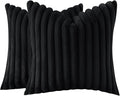 JOJUSIS Pack of 2 Faux Fur Plush Decorative Throw Pillow Covers Couch Cushion Case Soft Pillowcases (Black, 24 x 24-Inch)