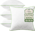 Ashler Home Deco 18x18 Pillows Insert (Set of 4) - Throw Pillow Inserts with 100% Cotton Cover - 18 Inch Square Interior Sofa Stuffer Pillow Inserts -Decorative White Couch Pillow