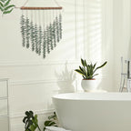 Artificial Hanging Eucalyptus Plant Wall Decor Fake Greenery Leaves Stems on 16.5in Stick Boho Rustic Nature Farmhouse Green Wall Art for Bathroom Bedroom Kitchen Nursery Office