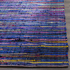SAFAVIEH Rag Rug Collection Accent Rug - 3' x 5', Blue & Multi, Handmade Boho Stripe Cotton, Ideal for High Traffic Areas in Entryway, Living Room, Bedroom (RAR240B)