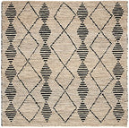 SAFAVIEH Bohemian Collection Area Rug - 6' Square, Beige & Black, Handmade Moroccan Tribal Jute, Ideal for High Traffic Areas in Living Room, Bedroom (BOH703Z) - size: 6' x 6' (Square)
