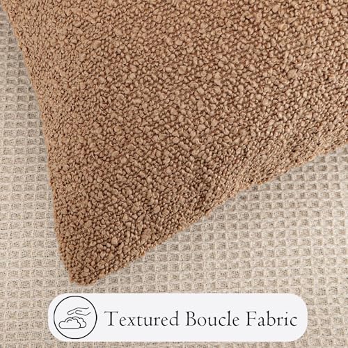 JoraLion Boucle Lumbar Pillow Cover 14x36 inch, Brown Textured Throw Pillow Cover Cushion Case for Sofa Bed Couch Living Room, Pack of 1 (Cover Only) - color: Brown, size: 36" x 14" (Pack of 1)