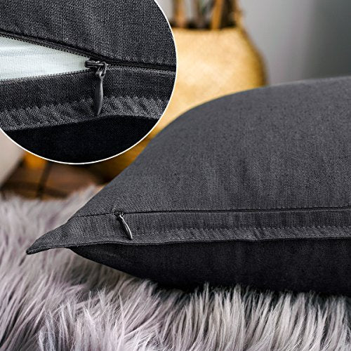 Jeanerlor Solid Cotton Linen Decoration Toss Throw Pillow Sham Cushion Case Special Pillow Cover Delicate Decorative Pillowcase for Bed/Chair/Couch, 18"x18"(45 x 45cm), Dark Grey - color: Dark Grey, size: 18" x 18" (Pack of 1)