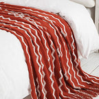 BOURINA Fluffy Chenille Knitted Fringe Throw Blanket Lightweight Soft Cozy for Bed Sofa Chair Throw Blankets, Rust 50" x 60" - color: A-rust, size: 50"×60"