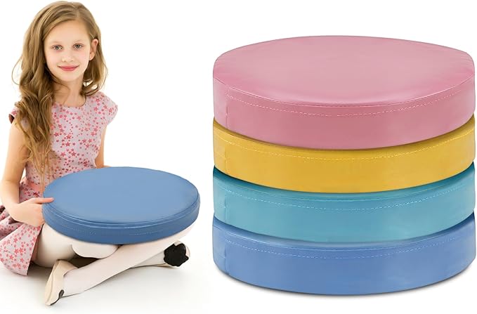 Juexica 4 Pcs Extra Thick Flexible Seating Floor Cushions Assorted Colored Pillow Floor Cushions for Classroom Soft Flexible Seating for Kids Learning Sitting Daycare School Chair (Mixed Colors)