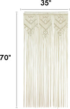 IOWER Macrame Wall Hanging Ivory Handmade Window Curtain Boho Geometric Curtains Woven Panel for Windows Door Curtains Room Divider Soft Light Filtering 35" W x 70" L Décor