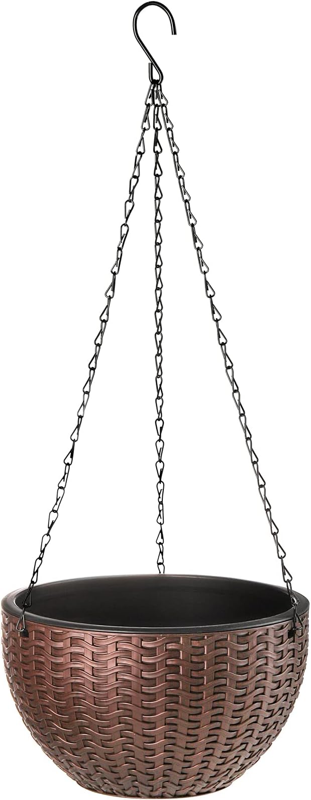 Foraineam 10.2 Inches Round Basket Hanging Planter Dual-pots Design Garden Flower Plant Pots Hanging Planter Baskets with Drainer and Chain for Indoor Outdoor Use