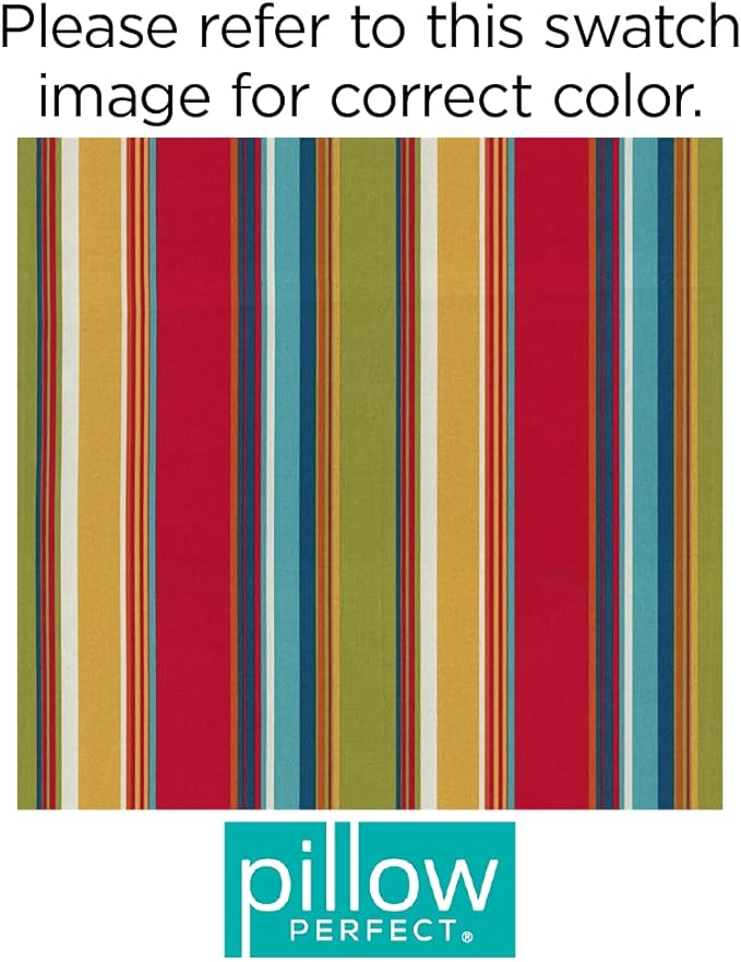 Pillow Perfect Stripe Indoor/Outdoor Accent Throw Pillow, Plush Fill, Weather, and Fade Resistant, Lumbar - 11.5" x 18.5" , Red/Blue Westport, 2 Count