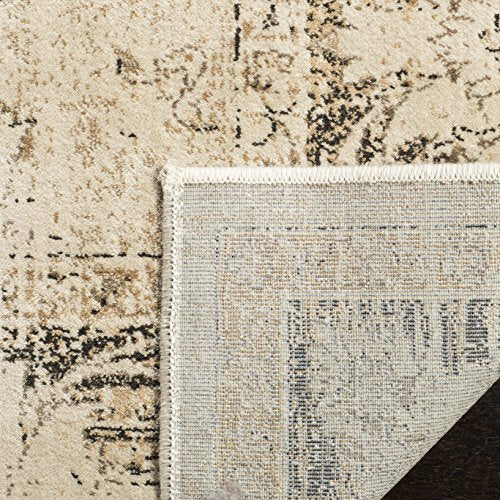 SAFAVIEH Vintage Collection Accent Rug - 4' x 5'7", Stone, Oriental Distressed Viscose Design, Ideal for High Traffic Areas in Entryway, Living Room, Bedroom (VTG117-440)