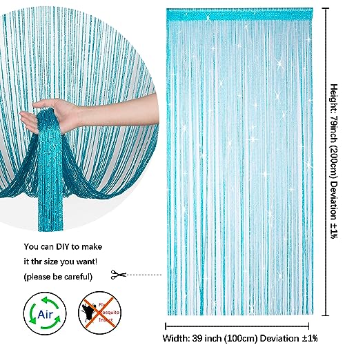 2 Pack 39 x 79 Inch Beaded Curtain String Door Curtains, Hippie Room Decor Beaded Curtains for Doorway, Closet Curtains, Room Divider Privacy Decor, Boho Home Decoration for Bedroom, Party, Blue - color: Blue