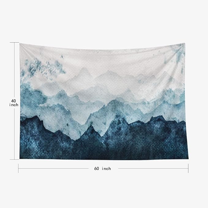 EMMTEEY Mountain Tapestry - Blue Mountains Watercolor Scene, 60x40, Perfect for Bedroom or Living Room