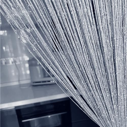 ave split Decorative Door String Curtain Wall Panel Fringe Window Room Divider Blind Divider Tassel Screen Home 100cm*200cm (Silver18) - color: Silver18