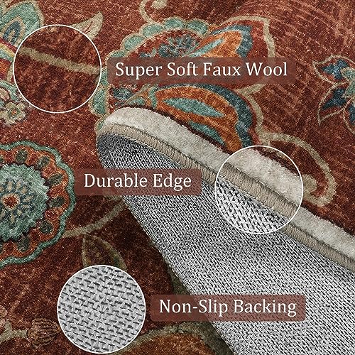 Morebes Floral Area Rug,2x3 Entryway Rug Non Slip, Washable Kitchen Rug Small Door Rugs for Entryway Indoor,Non Shedding Paisley Throw Carpet for Bedroom Bathroom Laundry Room, Red - color: Red, size: 2' x 3' (Rectangular)