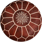 ARTOUARZAZATE Premium Moroccan Leather Ottoman Pouf Cover, Ottoman Footstool Hassock 100% Real Natural Leather pouffe, Home Gifts, Wedding Gifts, Foot Stool (Dark Brown)