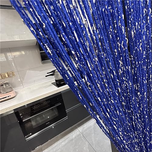 ave split Decorative Door String Curtain Wall Panel Fringe Window Room Divider Blind Divider Tassel Screen Home 100cm*200cm (Royal blue18) - color: Royal Blue18
