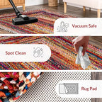 Nuloom Tammara Multicolor, 3' x 5', Hand Braided, Bohemian, Cotton, Soft and Cozy, High Traffic, Stain Resistant, Easy Clean, Durable Area Rug for Bedroom, Living Room, Dining, Den, Entryway
