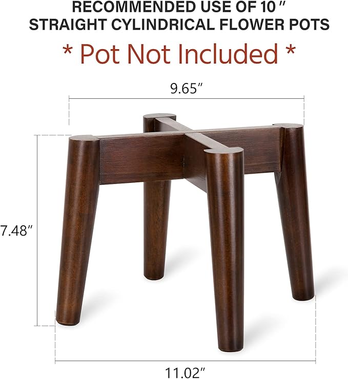 Mkono Plant Stand Mid-Century Modern Plant Stand Indoor (Plant and Pot NOT Included) Flower Pot Holder Home Decor, Dark Brown