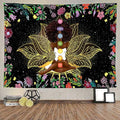 Ine Ive African Chakra Tapestry African American Woman Zen Meditation Tapestries 80x60 Inch Starry Sky Flower Garden Inspirational Afro Yoga Wall Art for Bedroom Dorm Decor - size: 80"L x 60"W