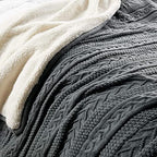 Longhui bedding Acrylic Cable Knit Sherpa Throw Blanket - Thick, Soft, Big, Cozy Grey Knitted Fleece Blankets for Couch, Sofa, Bed - 60 x 80 Inches Gray Coverlet, 5.2 Pounds - color: Grey, size: 60"x80", Oversize
