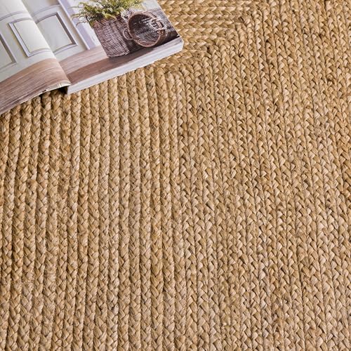 SAFAVIEH Area Rug 4x6 - Natural Fiber Collection - Natural & Olive, Handmade Jute, Ideal for Living Room, Bedroom, Dining Space (NFB125X) - color: Natural/Olive, size: 4' x 6' (Rectangular)