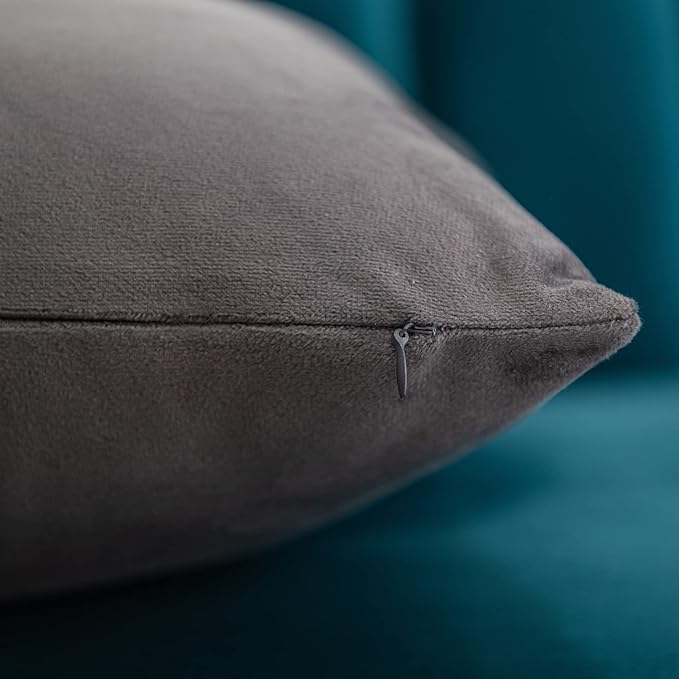 Throw Pillow Covers 20x20 Dark-Grey: 2 Pack Cozy Soft Velvet Square Decorative Pillow Cases for Farmhouse Home Decor