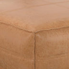 SIMPLIHOME Brody Extra Large Coffee Table Pouf - 36 inch Wide Upholstered Vegan Leather Square Ottoman in Distressed Brown, Boho Footstool, Coffee Table or Extra Seating for Living Room, Assembled