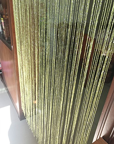 1x2 M Door String Curtain Rare Flat Thread Fringe Panel Room Divider Cute Strip Tassel for Wedding Coffee House Restaurant Parts - color: Tea Green