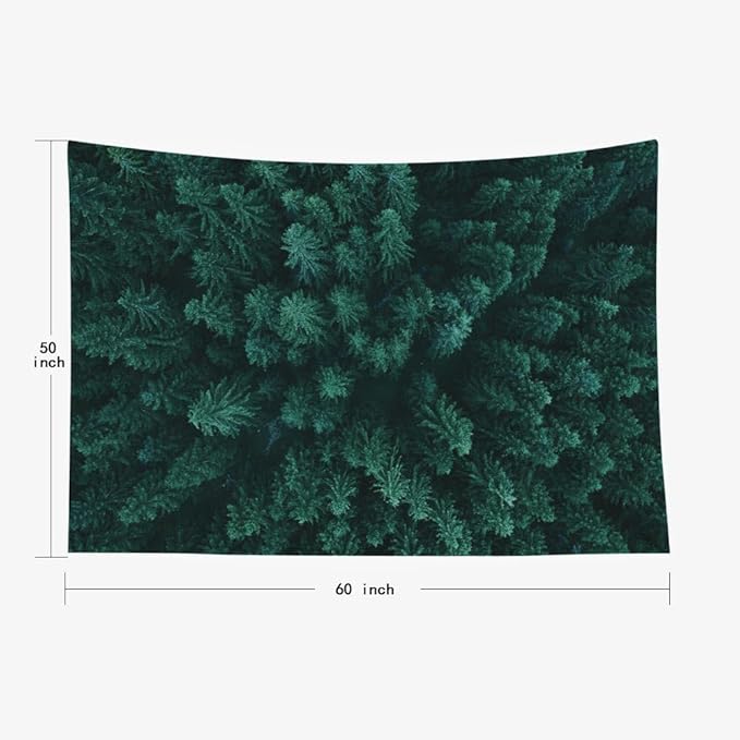 EMMTEEY Forest Tapestry Wall Hanging Pine Tree Evergreen Fir Forest Wall Tapestry for Living Room 60X50 Green Backdrop Dorm Room Decor