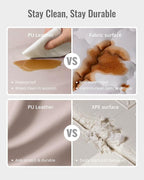 Blissful Diary Vegan Leather Baby Play Mat, 47x47 Thicken Foam Cushioned & Waterproof Playpen Mat for Infants and Toddlers, Stylish and Just Wipe-Clean Playmat for Baby Play on Floor, Taupe