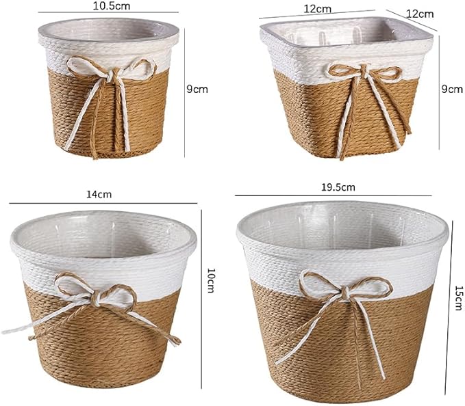 Ochine Small Plant Basket for Plants, Modern Storage Basket Decorative Natural Rope Basket, Flower Pot Table Indoor Planters, Small Storage Organizer Basket Rustic Home Decor