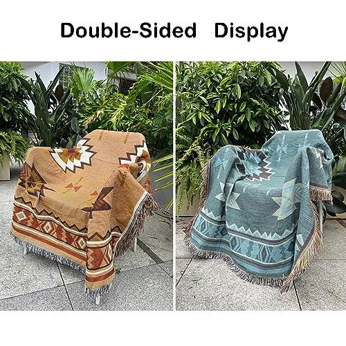 Hopstar Aztec Throw Blanket Navajo Indian Blankets and Throws Boho Western Decor Couch Cover Blanket for Bed Sofa Living Room Beach Travel 51"x63"(Sucre Coffee) - color: Sucre Coffee, size: 51"x63"