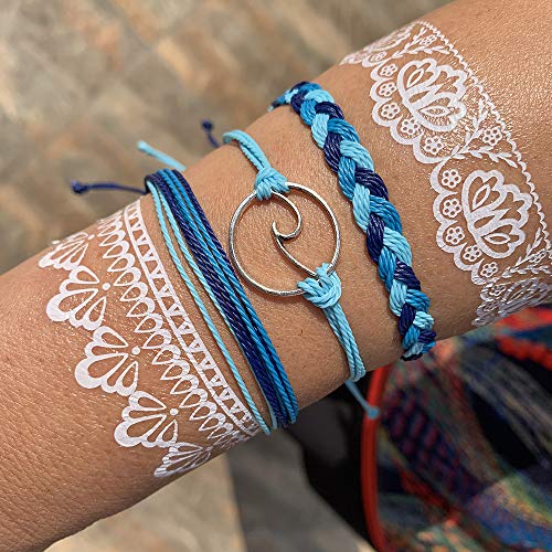 choice of all String Bracelets for Women Boho Wave Surfer Beach Wear Cute Bracelets Set Summer Friendship Jewelry Accessories Beach Stuff - color: E1:blue+black
