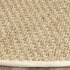 SAFAVIEH Area Rug 5' Round - Natural Fiber Collection - Natural & Ivory, Seagrass, Basketweave Pattern with Border (NF114J)